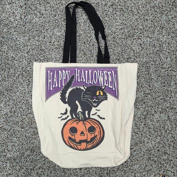 Spirit Halloween‎ Tote Bag Black Cat Pumpkin Graphic Shopping Bag - Picture 1 of 6